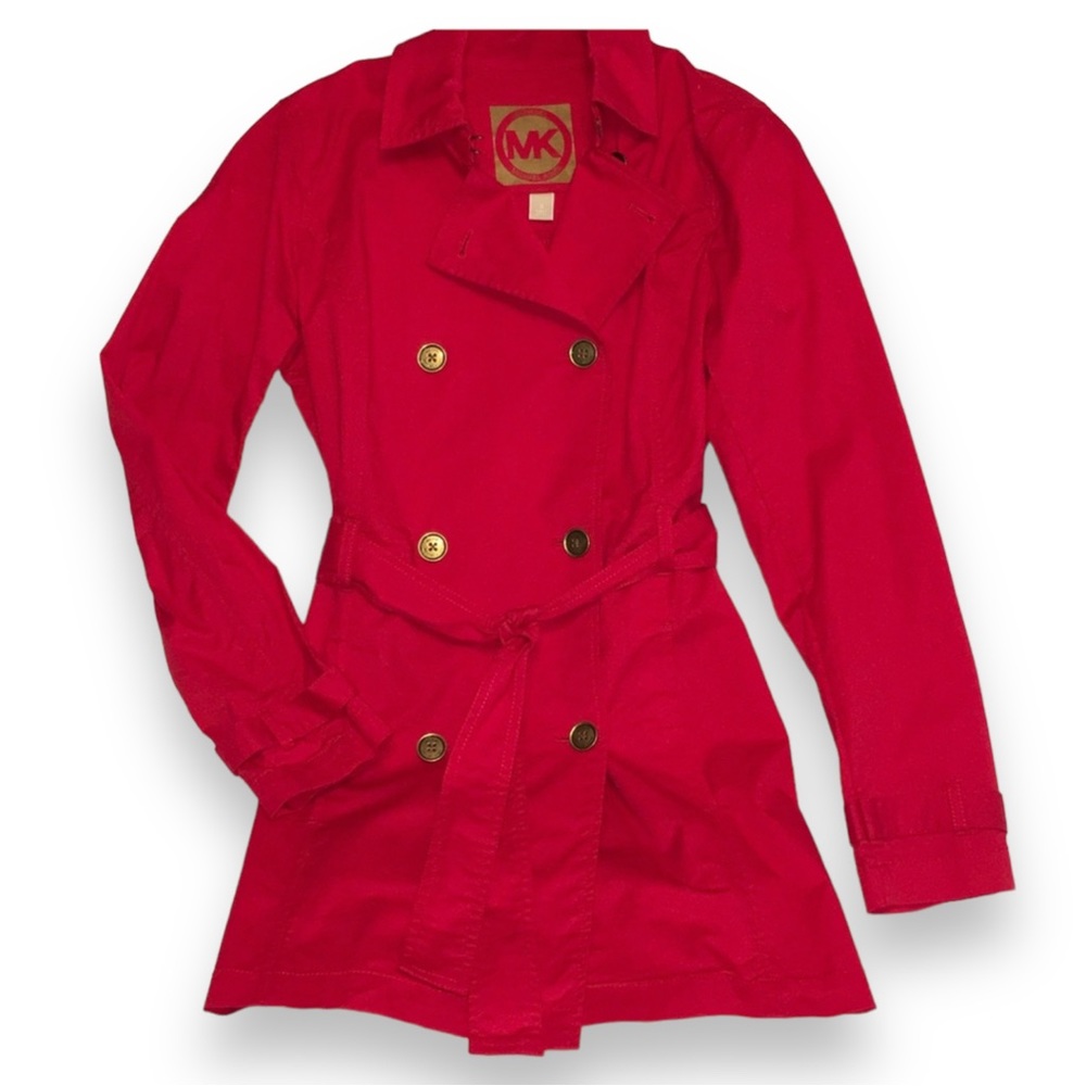 Michael Kors Red Trench Coat with Belt Size S - Picture 8 of 8